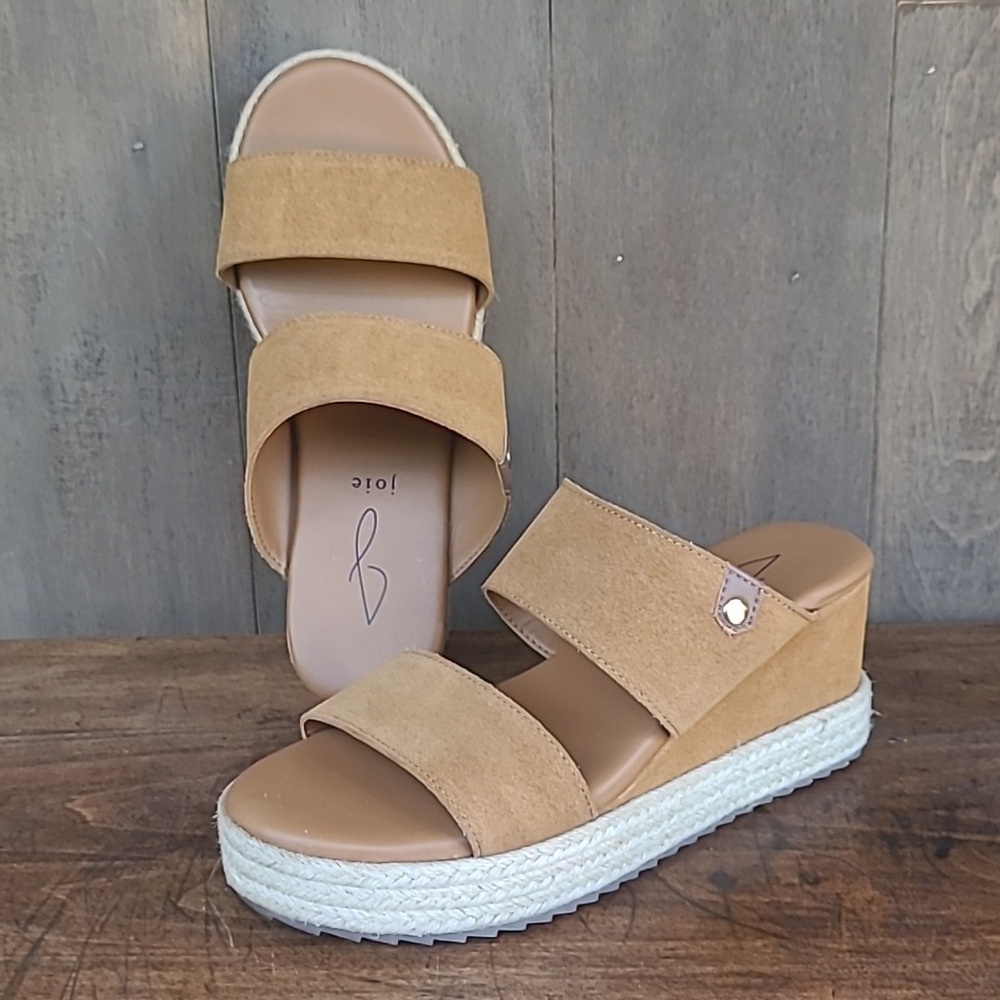 EUC Joie Sandals Women's sz 9 Two Band Suede Espadrille Wedge Slip On Sandal